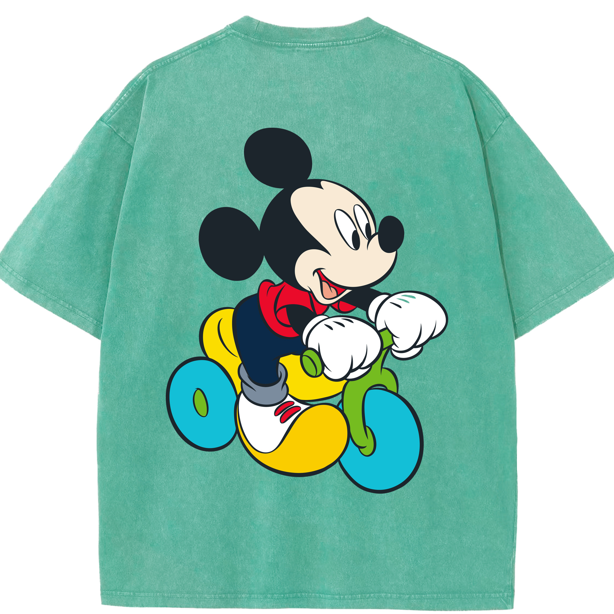（画像用） ミッキーマウス Mickey Mouse 綿100% ヴィンテージ風 半袖Tシャツ（背面プリント）